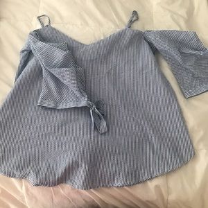 Off the shoulder seersucker blouse